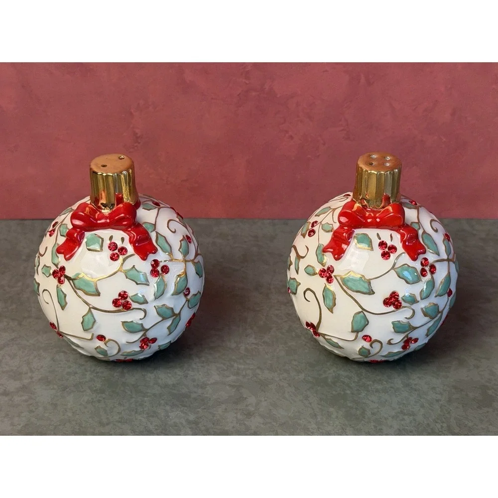 Lenox Christmas Bulb Salt & Pepper Shaker Set. Each Are  3